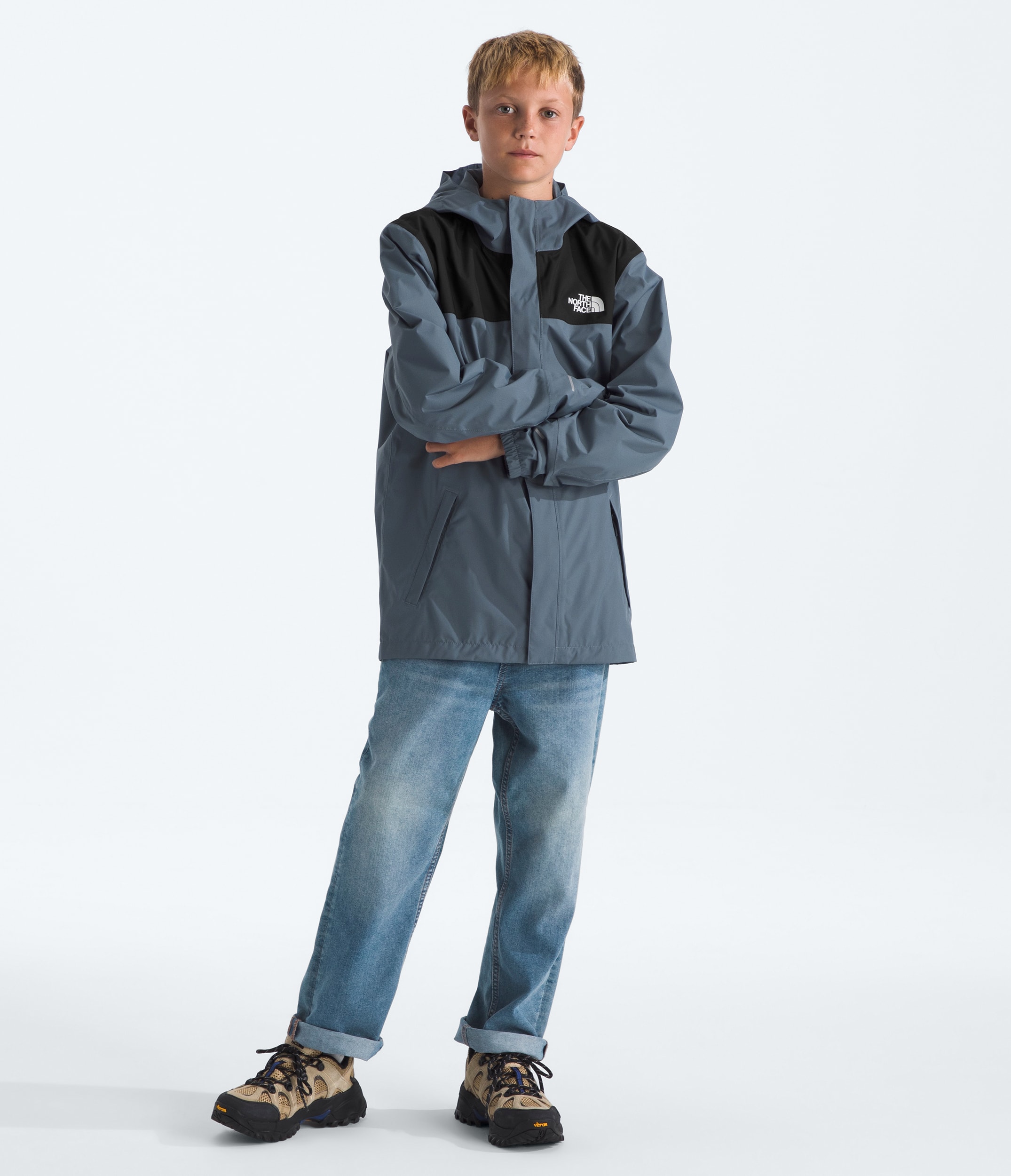 Boys Antora Rain Jacket TNF Granite Grey HERO2