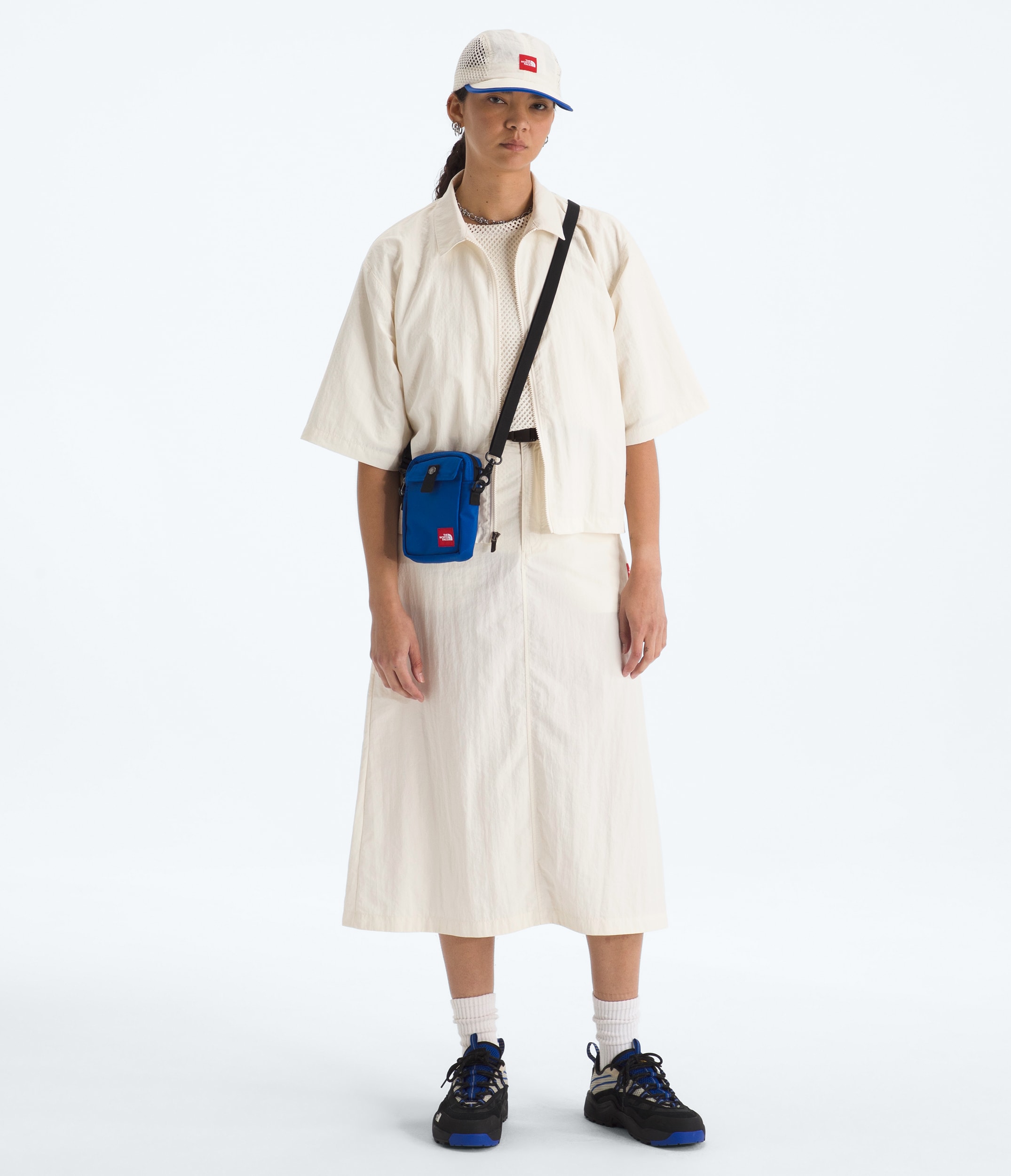 Womens TNF Red Box Nylon Belted Skirt TNF HERO2