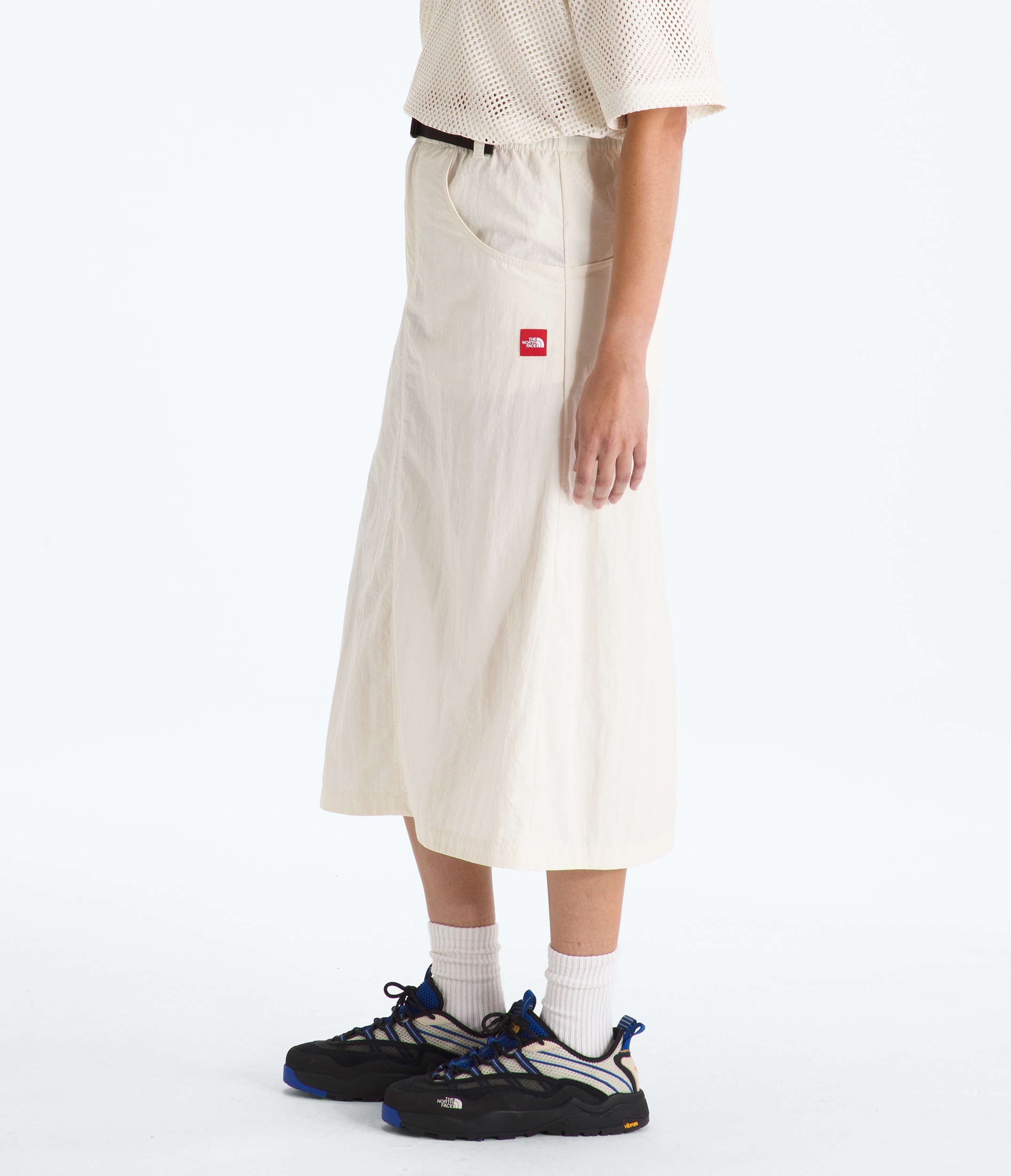 Womens TNF Red Box Nylon Belted Skirt TNF MODEL34