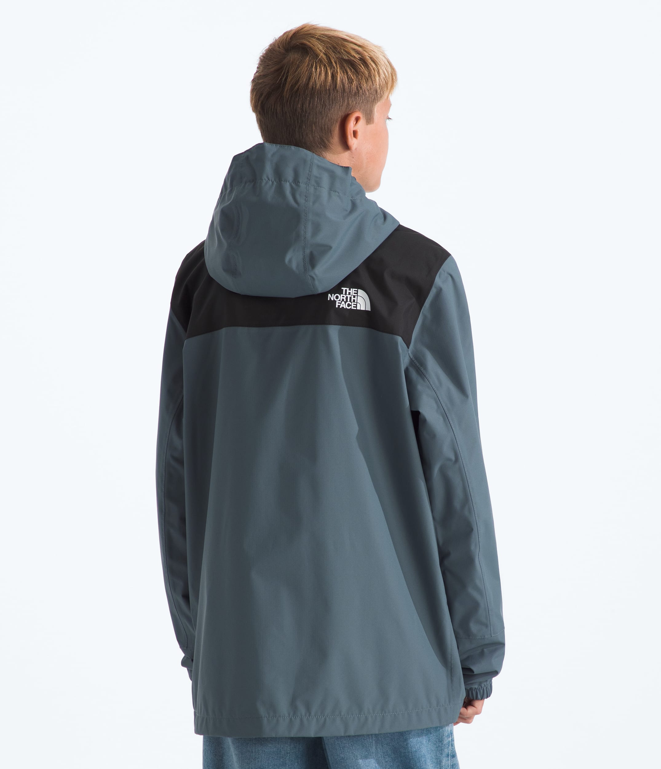 Boys Antora Rain Jacket TNF Granite Grey BACK