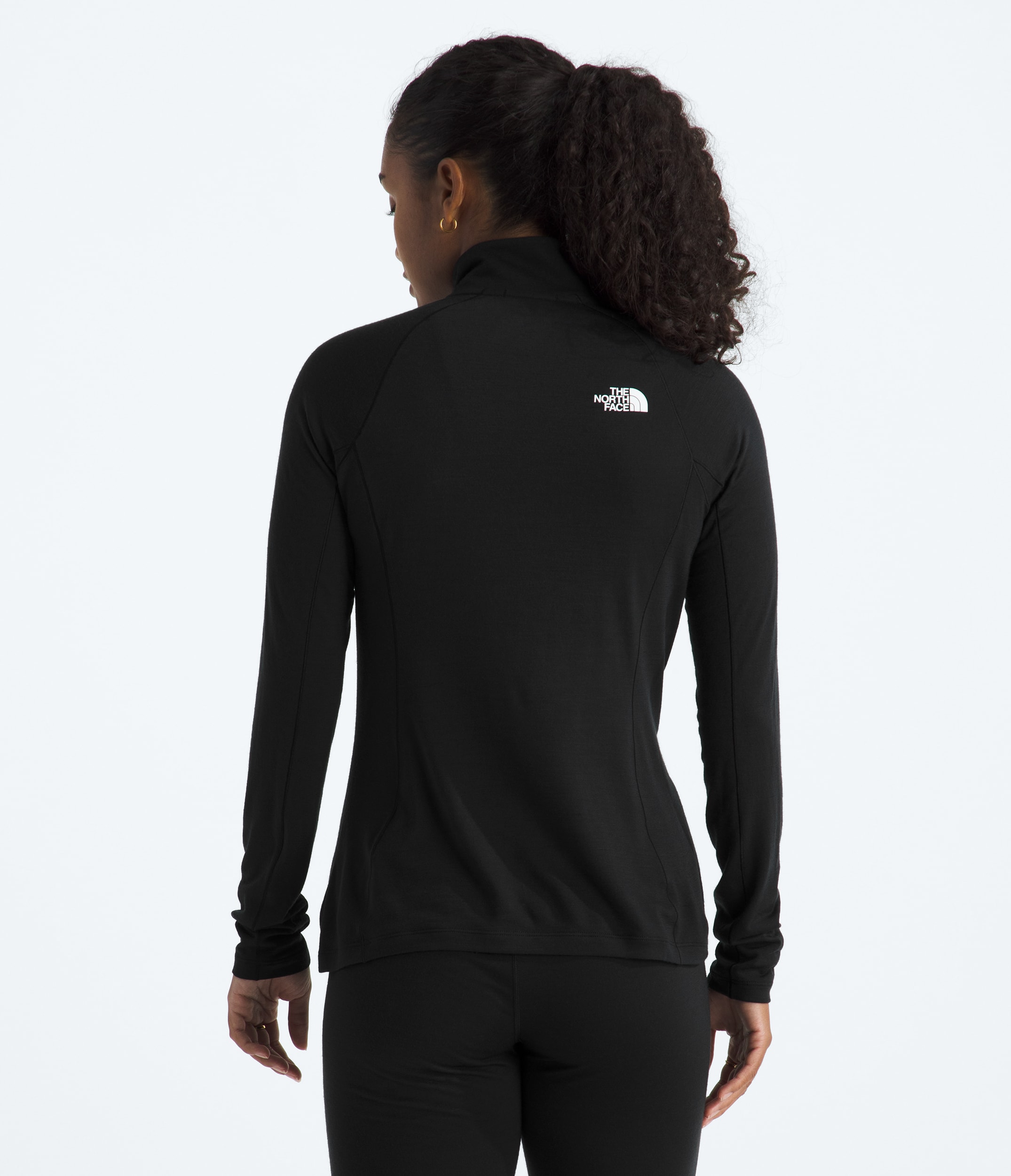 TNF X Smartwool Womens Merino Blend 150 LongSleeve Zip TNF Black BACK