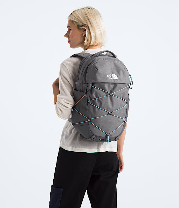 Womens Borealis Backpack TNF Zinc Grey Dark HeatherPowder Blue MODELBACK