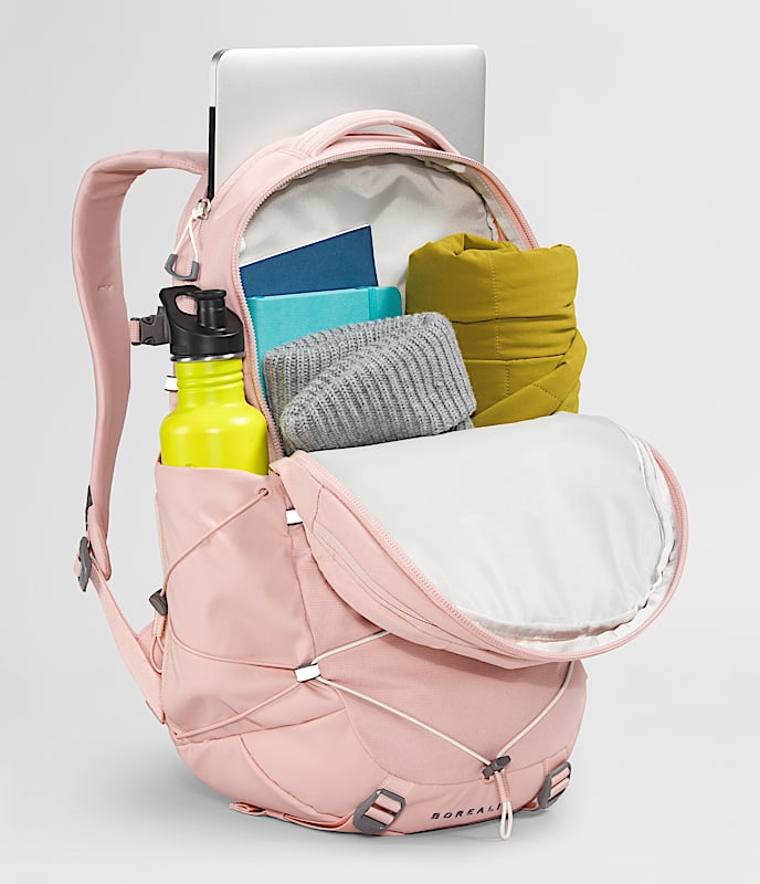 Womens Borealis Backpack TNF Pink Moss Dark HeatherGardenia White INT