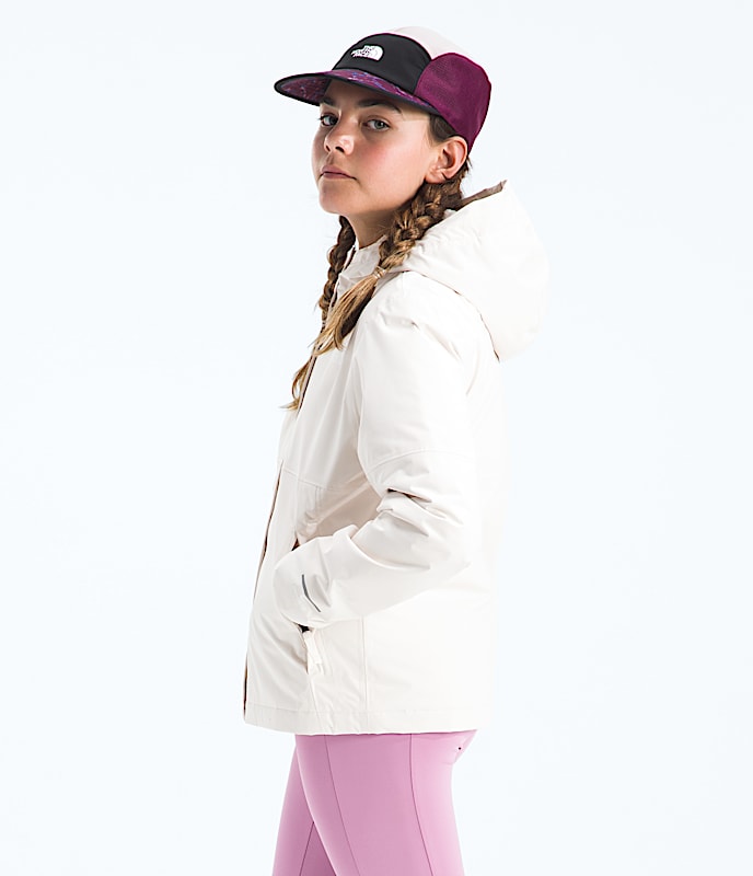 Girls Warm Antora Rain Jacket TNF White Dune MODEL34