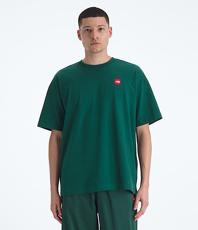 Mens TNF Red Box ShortSleeve Tee TNF Hunter Green Main