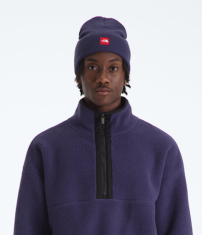 TNF Red Box Beanie TNF Eternal Purple MODELBACK