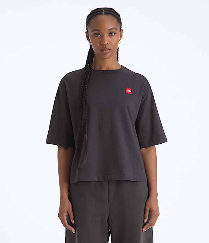 Womens TNF Red Box ShortSleeve Boxy Tee TNF Obsidian Main