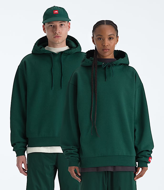 Mens TNF Red Box Hoodie TNF Hunter Green Main