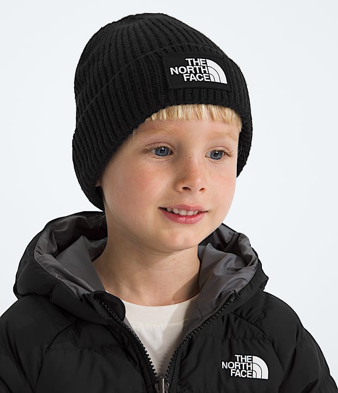 Kids TNF Logo Box Cuffed Beanie TNF MODELBACK