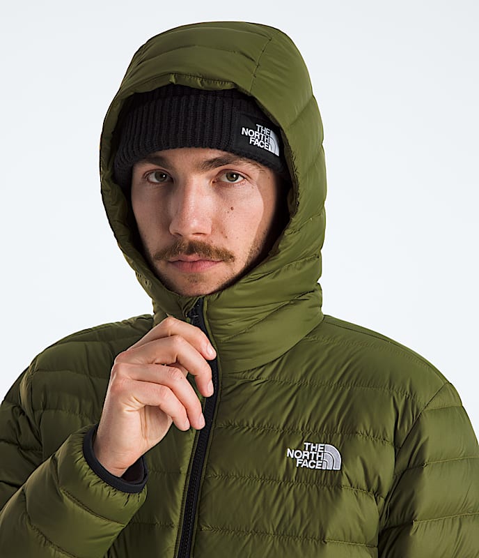 Mens Classic Down Hooded Jacket TNF Woodland Green MODELHOOD2