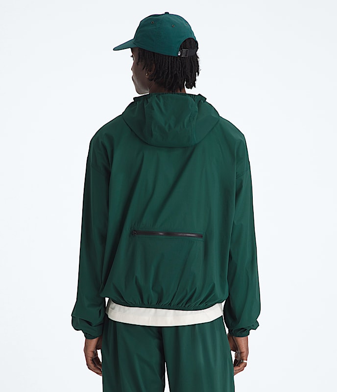 Mens TNF Red Box Packable Hooded Wind Jacket TNF BACK