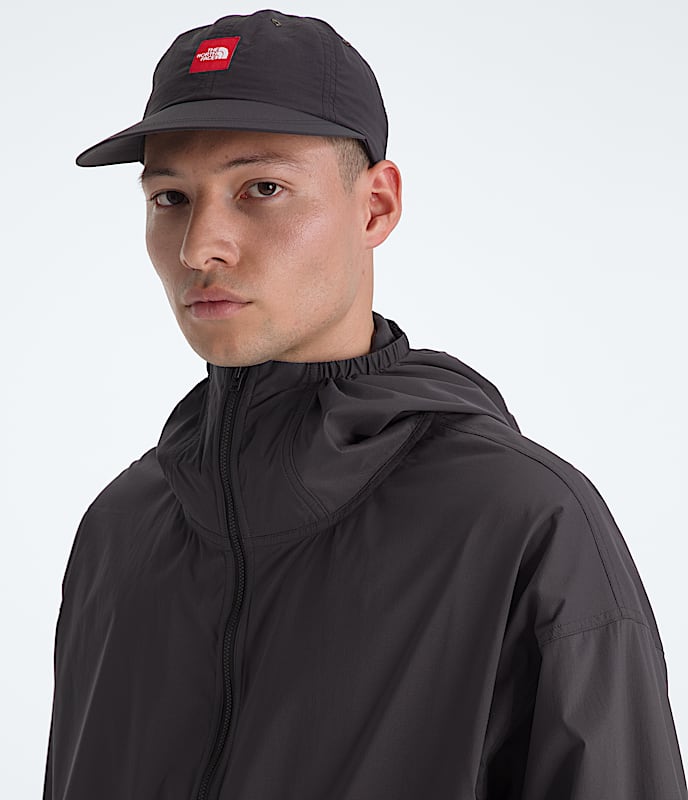 Mens TNF Red Box Packable Hooded Wind Jacket TNF Obsidian ALT1