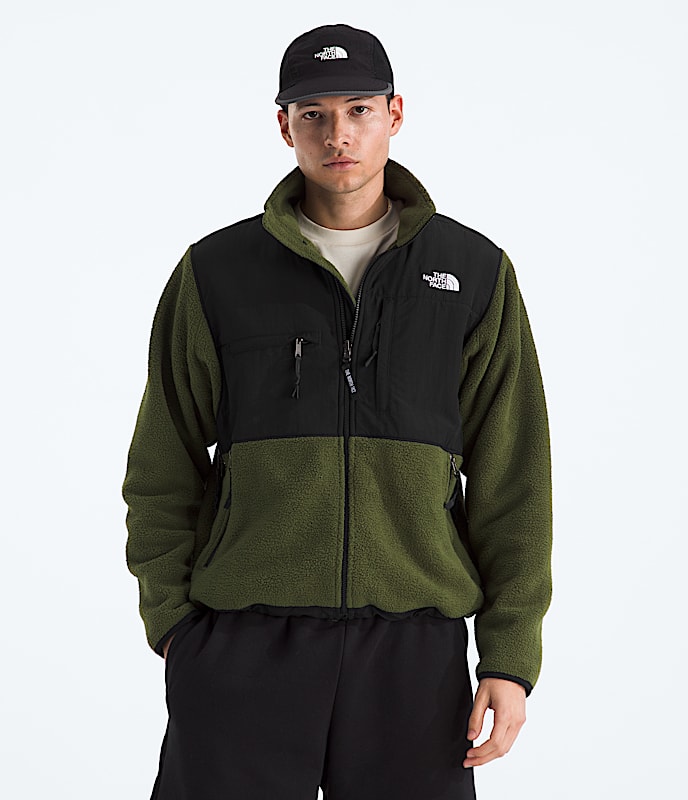 Mens Retro Denali Jacket TNF Woodland GreenTNF Black Main