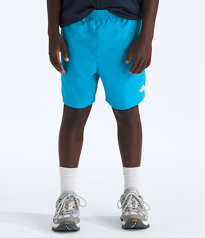 Boys  Girls Class V Shorts5 TNF Meridian Blue Logo Weather Topo Phantom Print HERO2