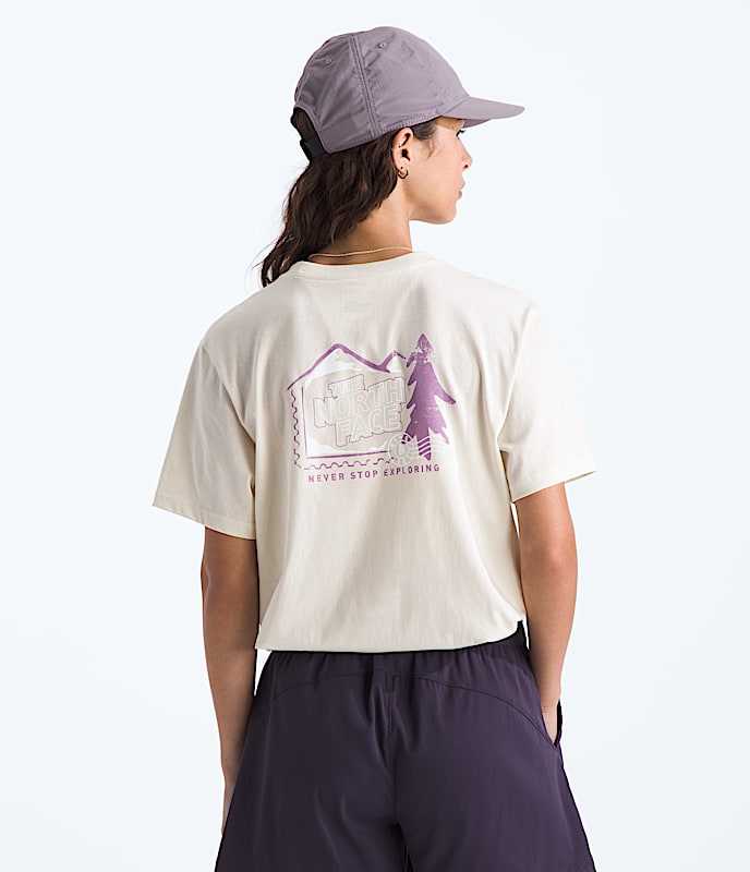 Womens Mountain Stamps Relaxed ShortSleeve Tee TNF Main