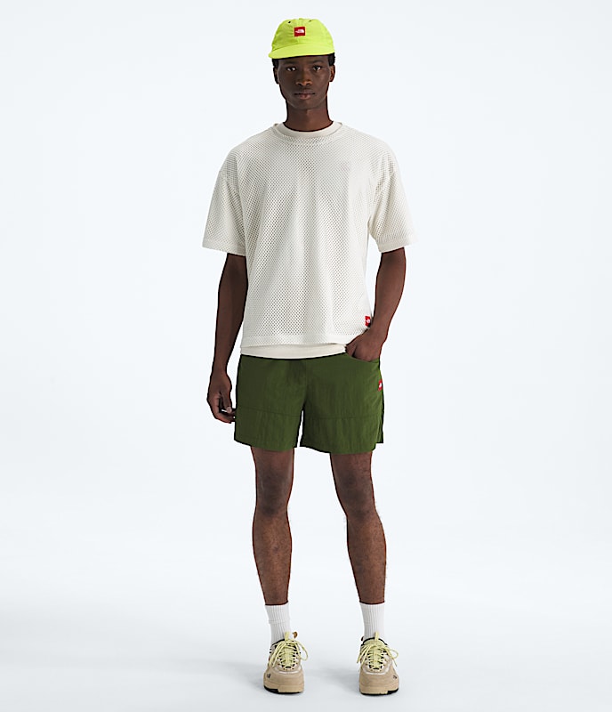 Mens TNF Red Box Nylon Belted Shorts TNF HERO2