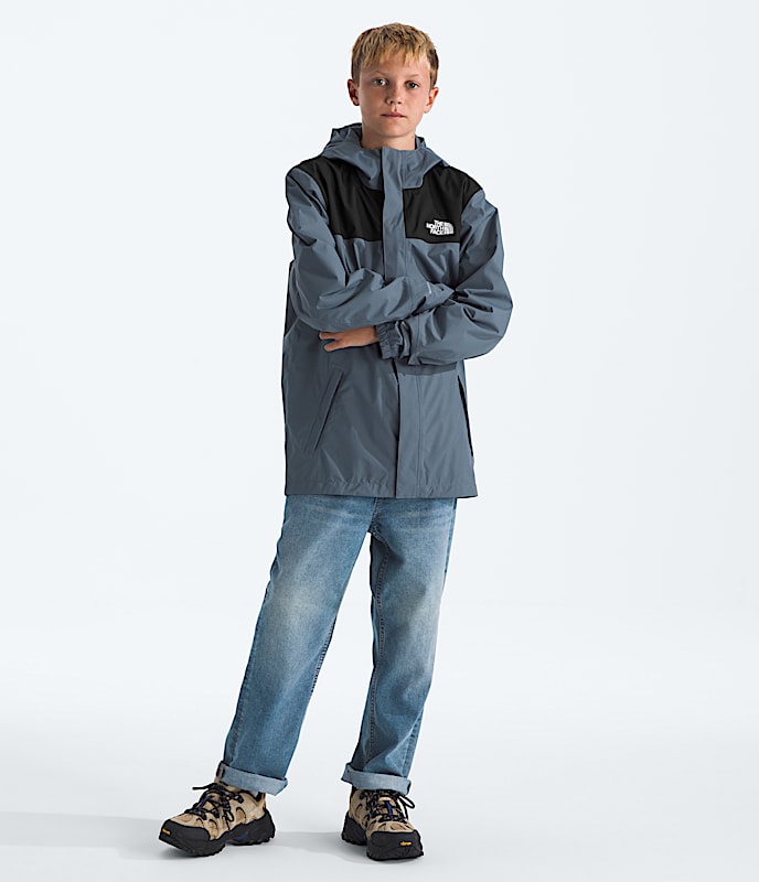 Boys Antora Rain Jacket TNF Granite Grey HERO2