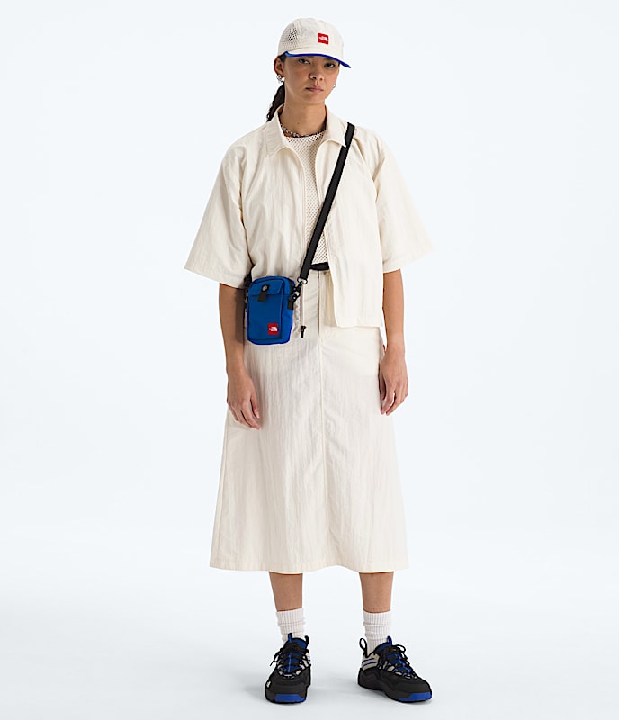 Womens TNF Red Box Nylon Belted Skirt TNF HERO2