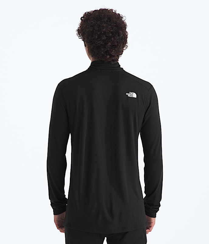TNF X Smartwool Mens Merino Blend 150 LongSleeve Zip TNF Black BACK