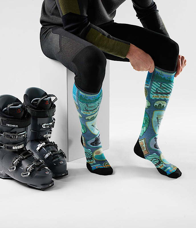 TNF X Smartwool Ski Targeted Cushion Explorer Print OTC Socks - 2