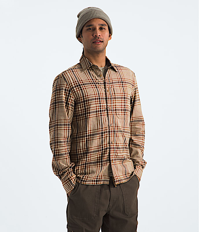 Mens Arroyo Lightweight Flannel Shirt TNF Utility Brown Nano Plaid Main