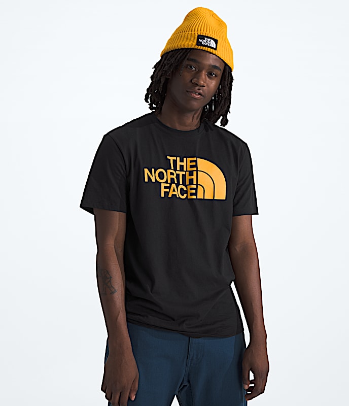 Mens ShortSleeve Half Dome Tee TNF TNF BlackSummit Gold Main