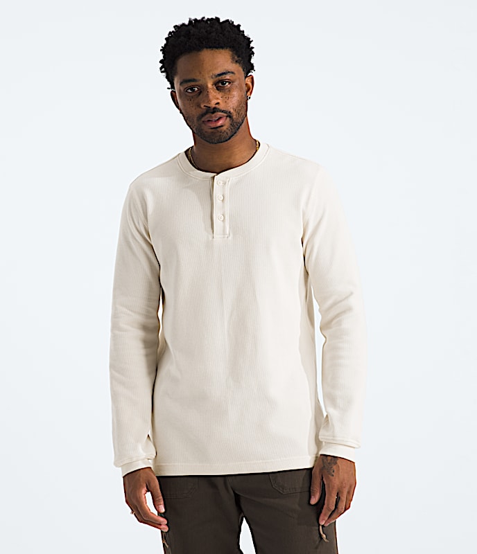 Mens Waffle LongSleeve Henley TNF White Dune Main