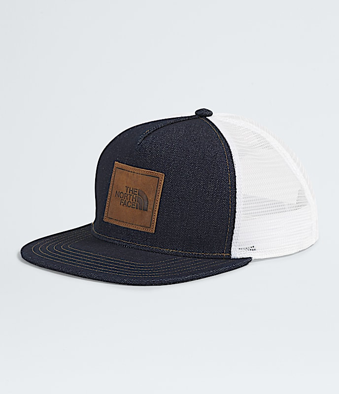 Half Dome Trucker Hat TNF DenimLeather Patch HERO
