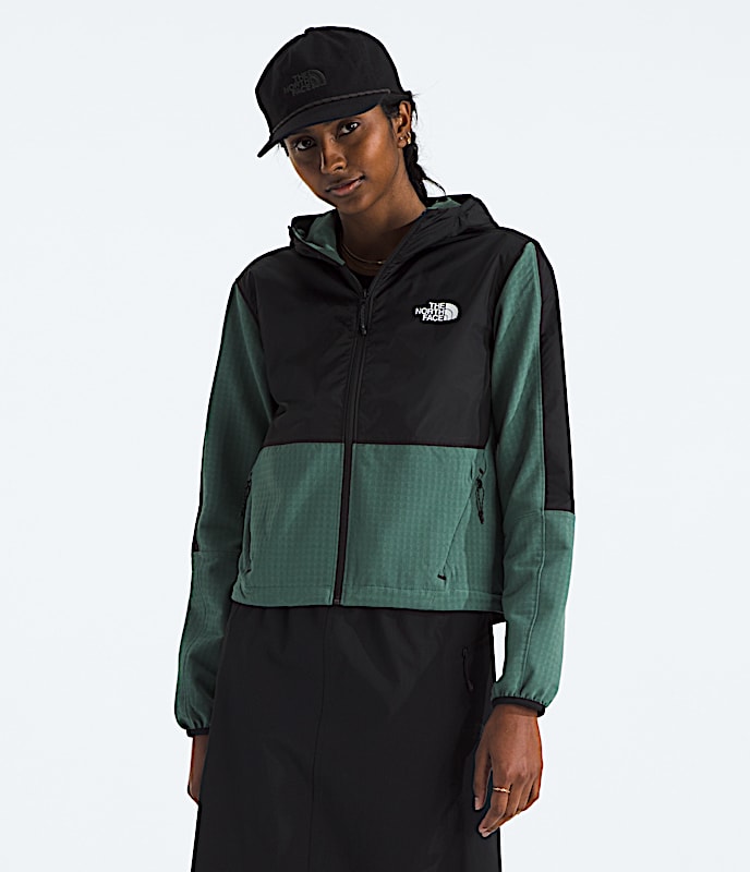 Womens Tekware Grid Hybrid FullZip Jacket TNF Duck Green HERO