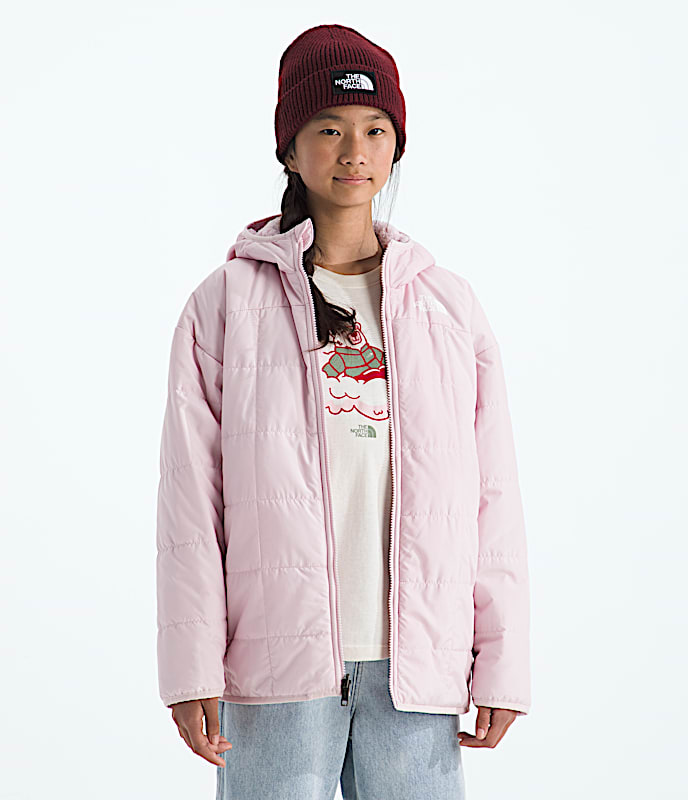 Girls Reversible Shasta Short Parka TNF Pale Blossom Main