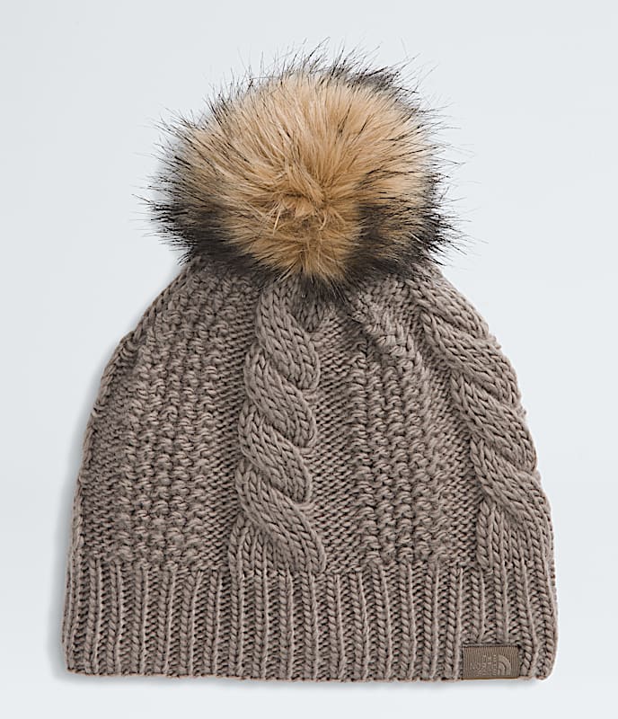 Womens Oh Mega Fur Pom Lined Beanie TNF Mocha Brown HERO