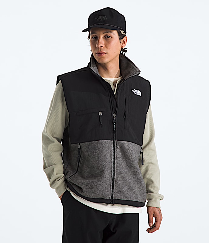 Mens Retro Denali Vest TNF TNF Mid Grey HeatherTNF Black Main