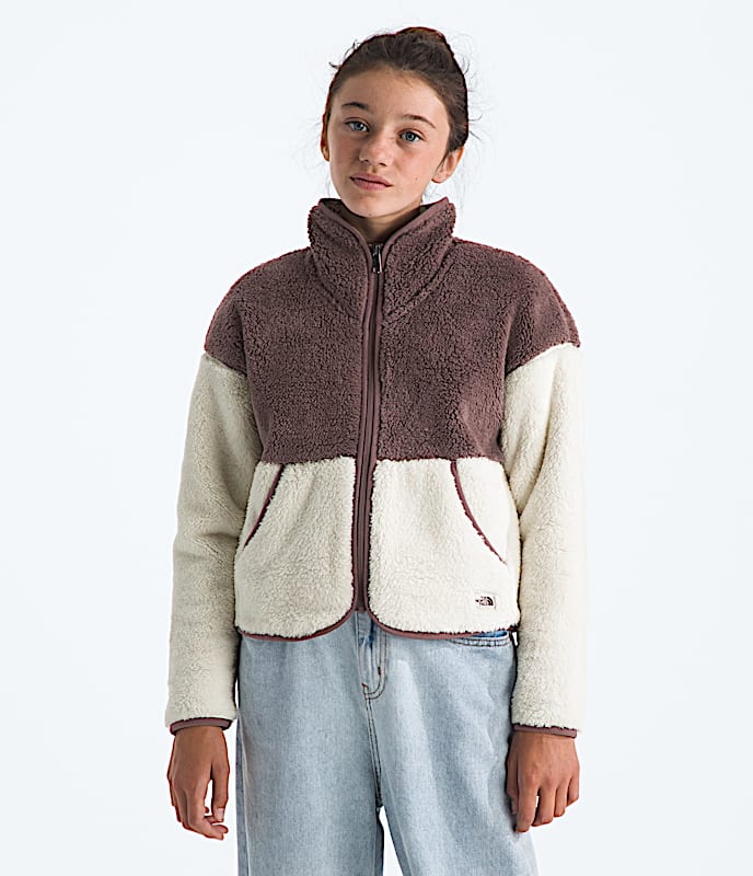 Girls Cabin Fleece FullZip Jacket TNF Tawny QuartzWhite Dune Main