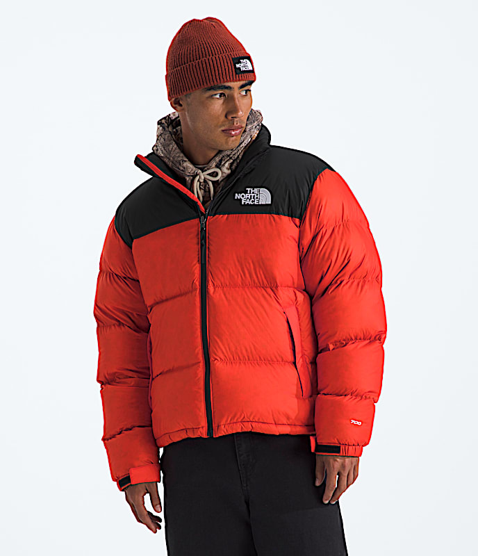 Mens 1996 Retro Nuptse Jacket TNF Lava RedTNF Black Main