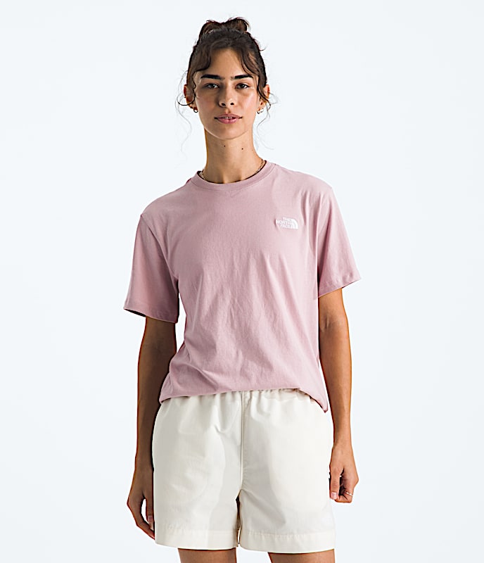 Womens Evolution Simple Dome Relaxed ShortSleeve Tee TNF Metal Pink Main