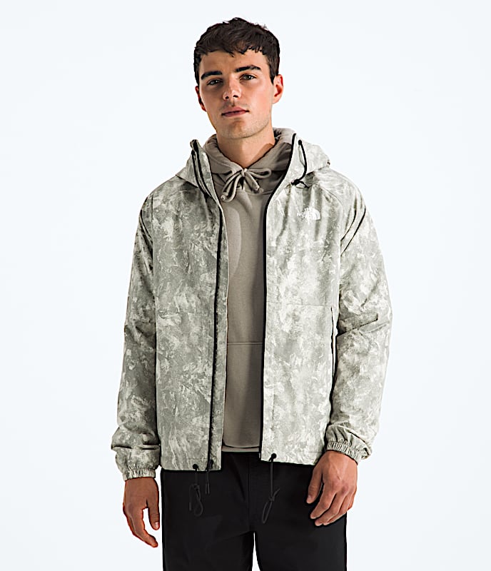 Mens Antora Rain HoodiePrint TNF Griffin Grey  Jaiden Green Main