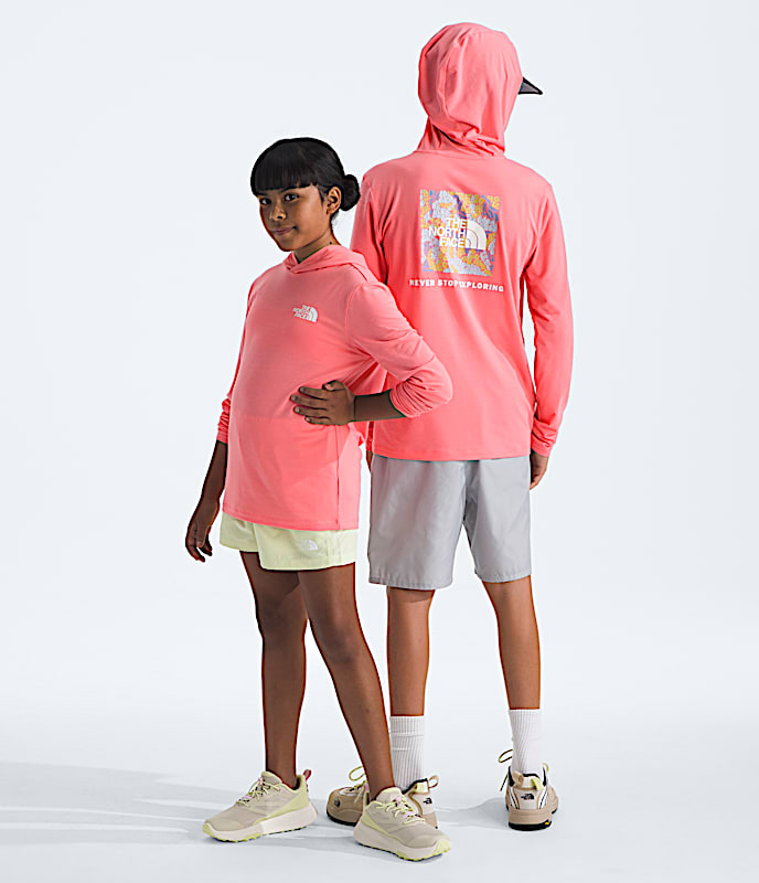 Boys  Girls Adventure Wildflower Views Hoodie TNF Coral Crush HERO