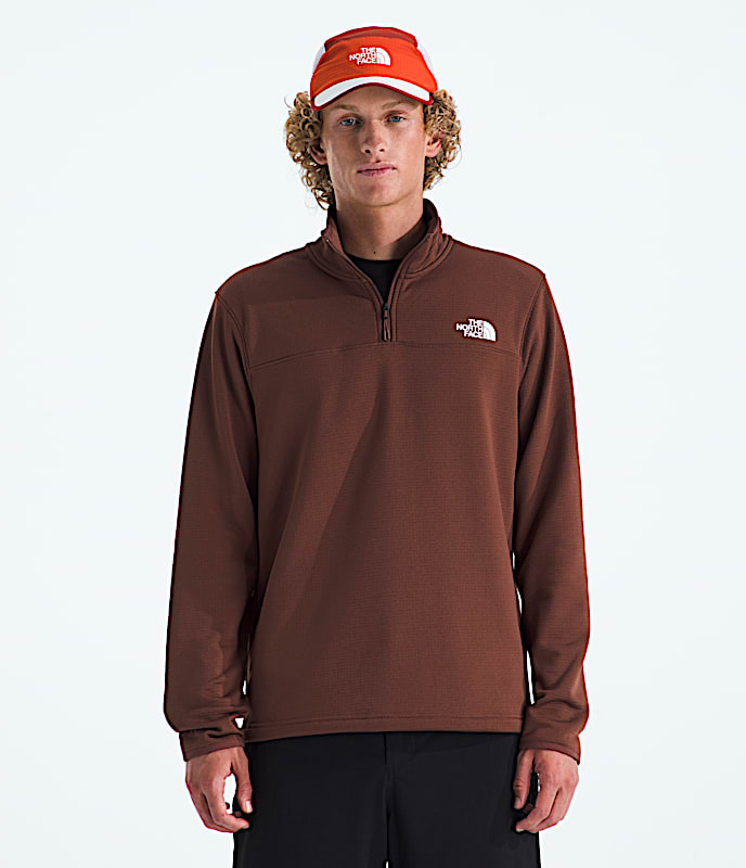 Mens Cedar Trail Grid Fleece Zip TNF Ember Soil Main