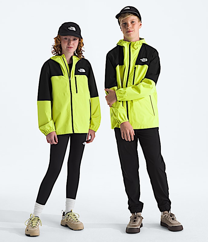 Boys  Girls Hike Packable Shell TNF Tnf BlackFizz Lime Main