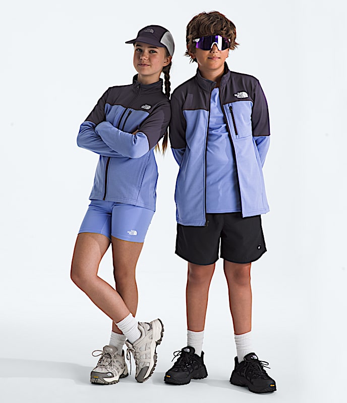Boys  Girls Hike Mid Layer FullZip TNF Periwinkle GlowEndless Dusk Main