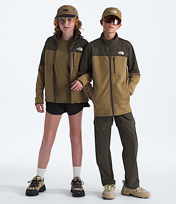 Couche intermdiaire Hike fermeture glissire pour garons et filles TNF New Taupe GreenCedar HERO