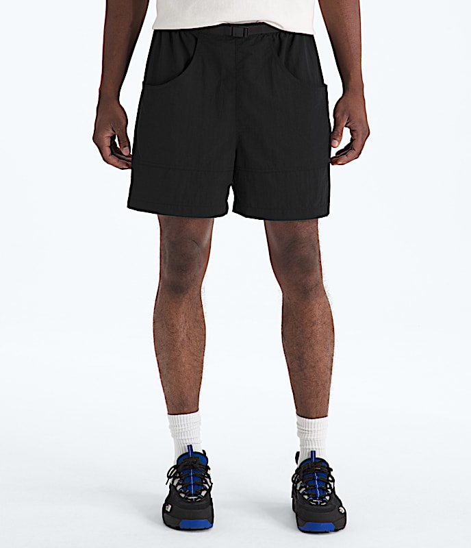 Mens TNF Red Box Nylon Belted Shorts TNF TNF Black Main