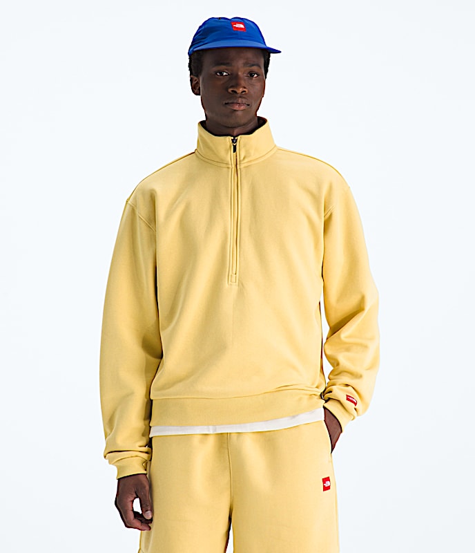 Mens TNF Red Box Half Zip TNF Honeyed Sand Main