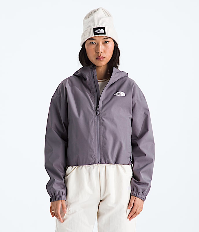 Womens Quest Cropped Waterproof Jacket TNF Transcendent Grey Main