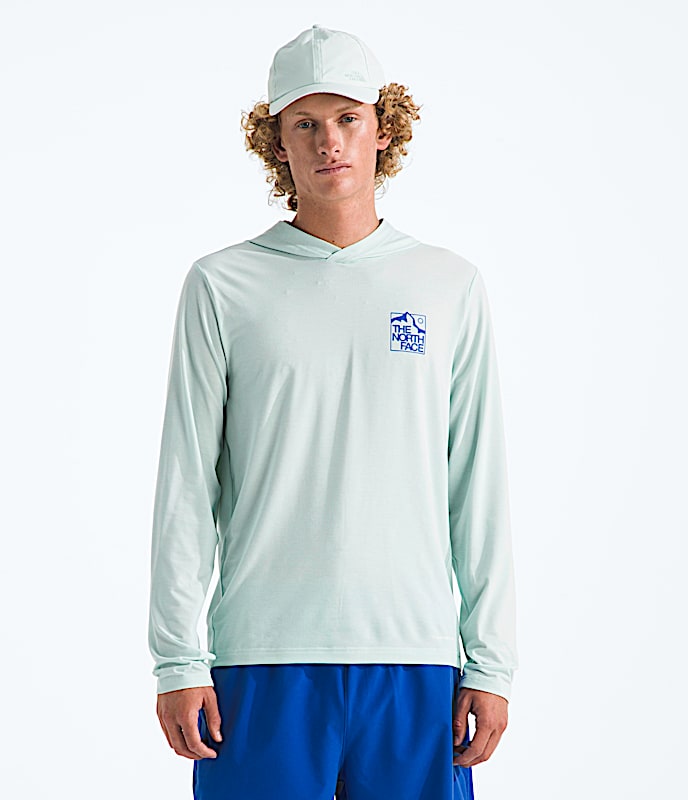 Mens Adventure Sunrise Hike Hoodie TNF Opal Frost HERO