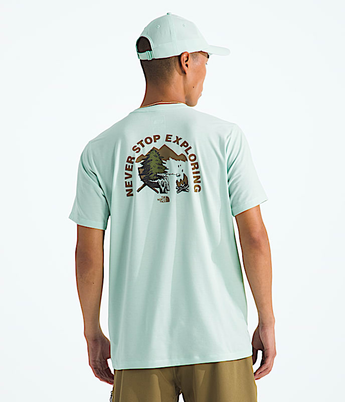 Mens Adventure Campfire ShortSleeve Tee TNF Opal Frost HERO