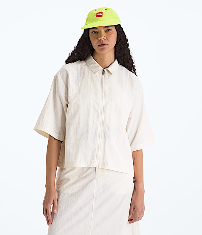 Womens TNF Red Box Nylon ShortSleeve Shirt TNF White Dune Main