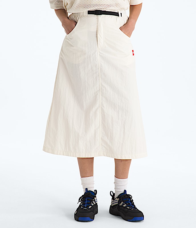 Womens TNF Red Box Nylon Belted Skirt TNF White Dune Main