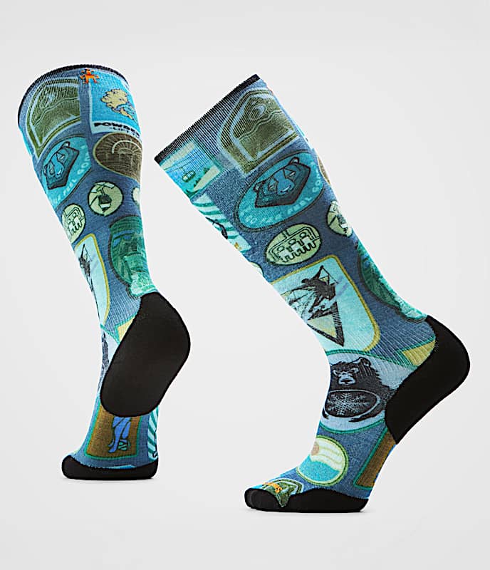 Ski Targeted Cushion Explorer Print OTC Socks - 1