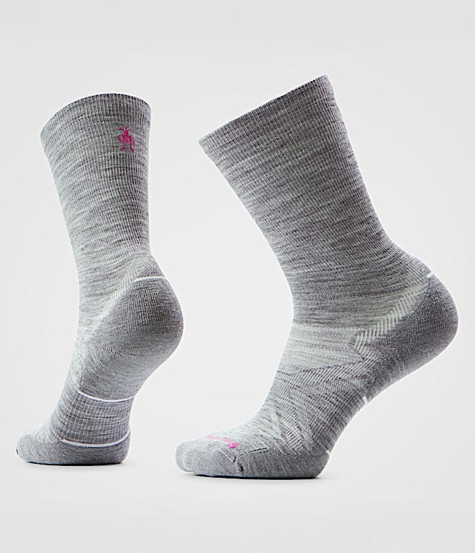 TNF X Smartwool Womens Run Cold Weather Targeted Cushion Crew Socks TNF Mid Grey  TNF Lemon HERO